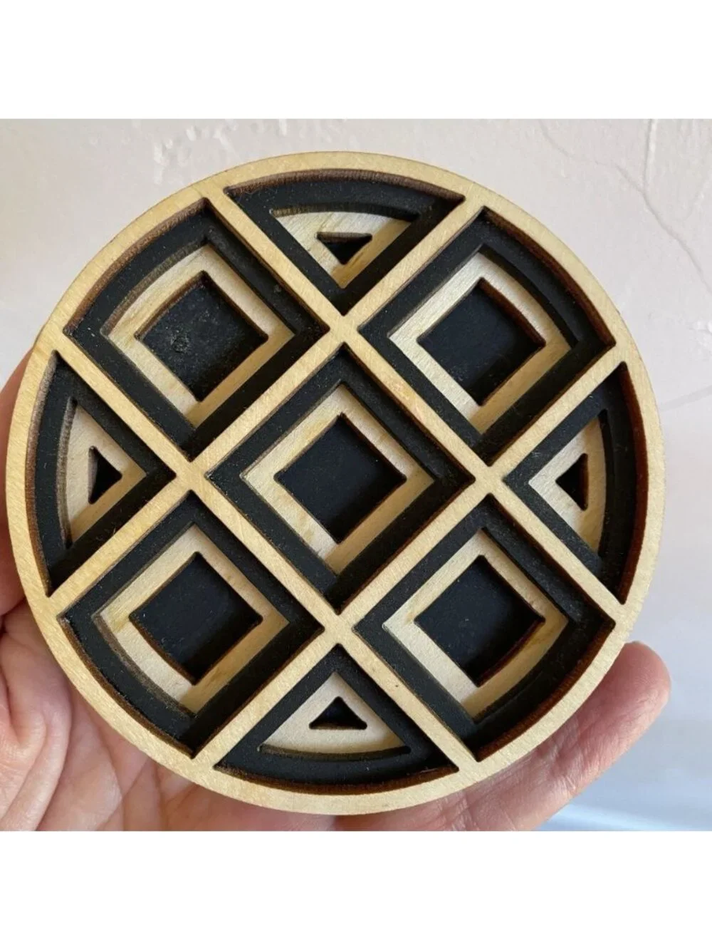 Baltic-by-Design Handmade Wood Coasters Set Of 4 Laser Cut Geometric Artisan